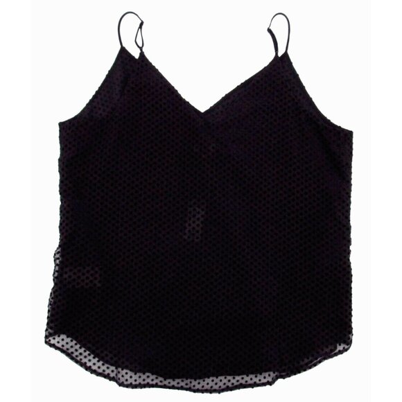Express Black Polka Dot Cami Tank Top Womens Medium Lined Mesh Flocked Dot - Picture 7 of 10